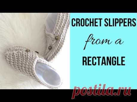 Easy Crochet Slippers from a Rectangle - YouTube