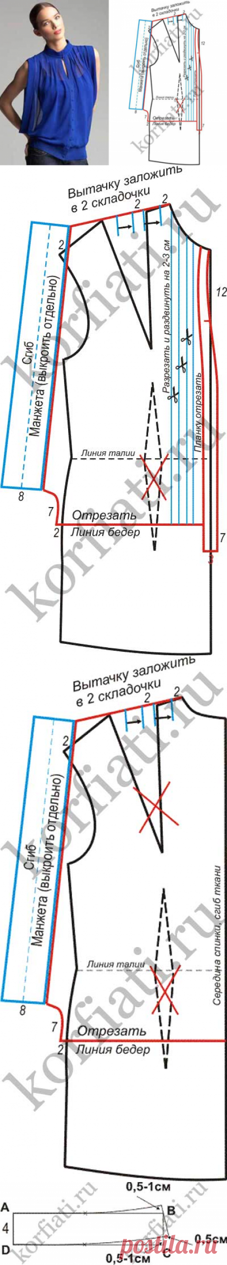 Блузка из шифона выкройка от Анастасии Корфиати