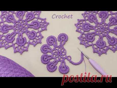 Интересные МОТИВЫ из шнура "Гусеничка" ВЯЗАНИЕ КРЮЧКОМ 💗 EASY Flower Pattern Crochet