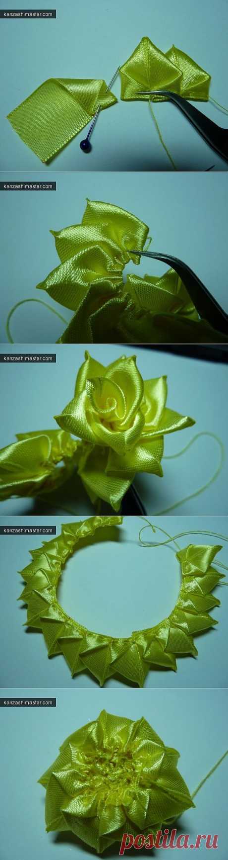 How to make easy fabric flowers. How to fold a ribbon rose | Laboratory household