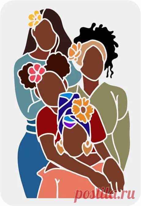 Plantillas africanas para mujer, 11,7x8,3 pulgadas, plantillas de dibujo de sombra para niñas, plantillas de pintura, 4 plantillas tribales para niñas afroamericanas - AliExpress