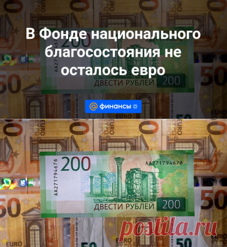 В Фонде национального благосостояния не осталось евро | 17 января 2024 - Финансы Mail.ru