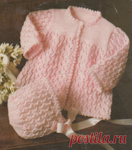 baby knitting pattern vintage matinee coat bonnet booties in double knit sizes 16-20 inch chest This item is a PDF file of the knitting pattern for these gorgeous baby items.    In sizes 16 to 20 inch chest the pattern calls for double knitting yarn.    The pattern will be available for download upon receipt of payment, for you to print out or read from your computer.    Traditional and beautiful, a wonderful pattern.