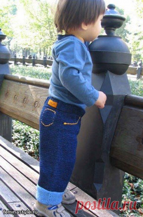 Вязаные &quot;джинсы&quot; для детей! Какая прелесть!