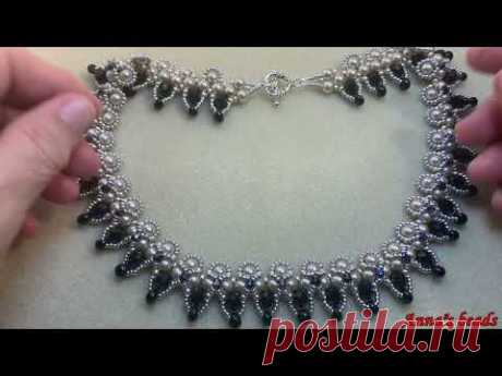 Колье из бисера и бусин "Вечернее". Как сплести красивое колье./Tutorial necklace /DIY beadwork/