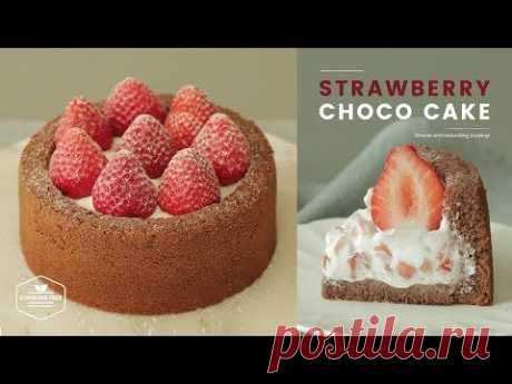 딸기크림이 가득!✨ 딸기 초코 생크림 케이크 만들기 : Strawberry Choco Cake Recipe : いちごチョコ生クリームのケーキ | Cooking tree