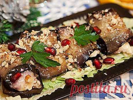 Рулеты из баклажан с сыром и грецкими орехами - рецепт приготовления с фото / COOK-MASTER.RU