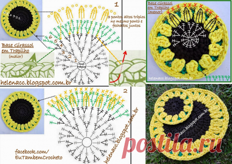 EU TAMBÉM CROCHETO...: Individuais Girassol em Trapilho