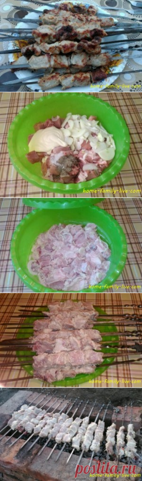 Шашлык из свинины в майонезе - пошаговое фотоКулинарные рецепты