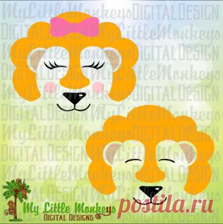 Lindo León cara Safari Animal Diseño uso comercial SVG Clipart | Etsy