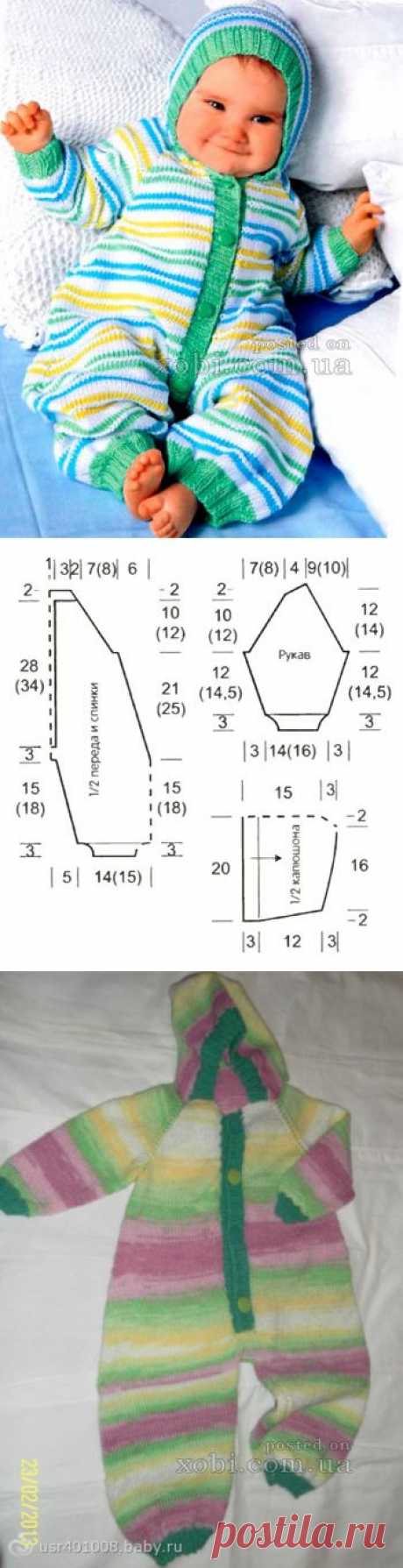 полосатый комбинезон для малыша
