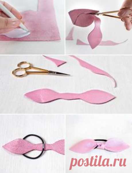 5 minutes DIY: Leather Bow Hair Tie