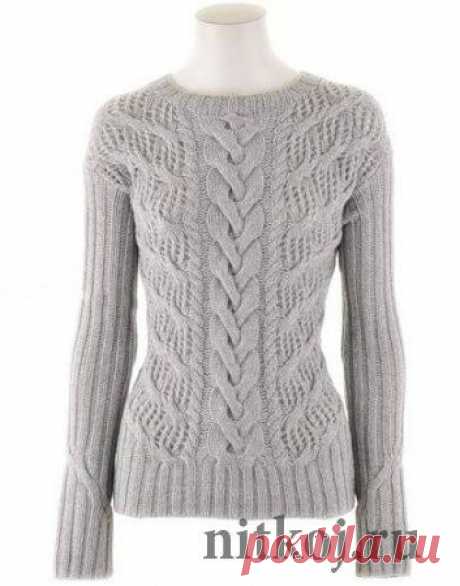 Ажурный пуловер спицами с описанием » Ниткой - вязаные вещи для вашего дома, вязание крючком, вязание спицами, схемы вязания