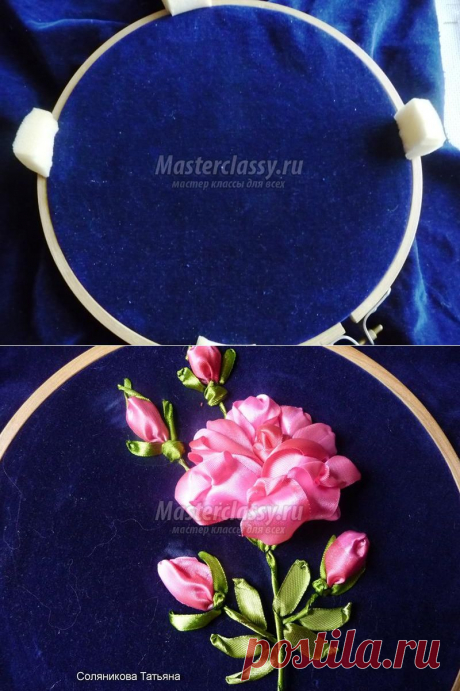 Вышивка лентами для начинающих &quot;Веточка розы из атласной ленты&quot;. Мастер-класс с пошаговыми фото