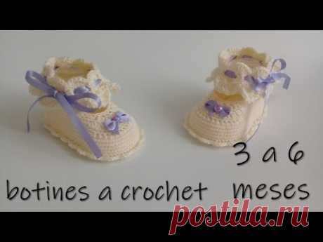 Botines para bebe a crochet -3 a 6 meses