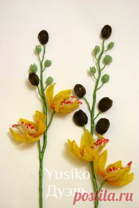 Запись на стене Орхидея. МК... #бисероплетение #biserok