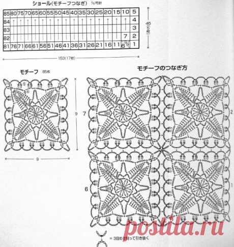 Белый палантин крючком