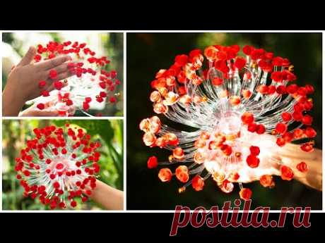 Recycle plastic bottles and paper into flower vases| Paper flower | Home Decor Ideas