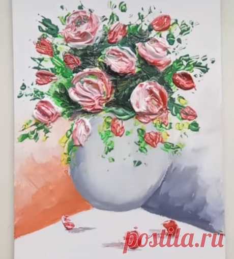 Цветы из текстурной пасты | Уроки рисования с Тессой Арт | Яндекс Дзен