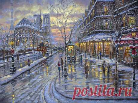 Художник Robert Finale &quot;Chrastmas in Paris&quot; (&quot;Рождество в Париже&quot;)