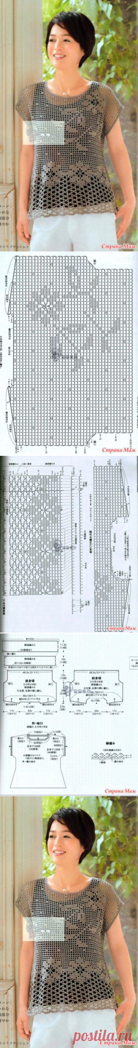 Ажурная блуза филейным вязанием. - ВЯЗАНАЯ МОДА+ ДЛЯ НЕМОДЕЛЬНЫХ ДАМ - Страна Мам