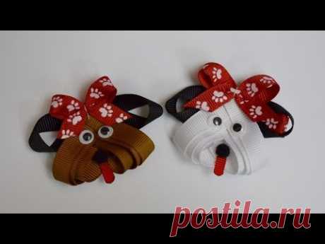 PUPPY DOG Ribbon Sculpture Zoo Animal Hair Clip Bow DIY Free Tutorial by Lacey