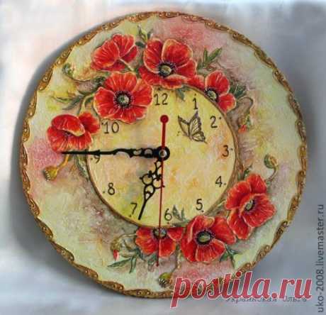 Часы с объемной росписью «Маков цвет». Мастер-класс