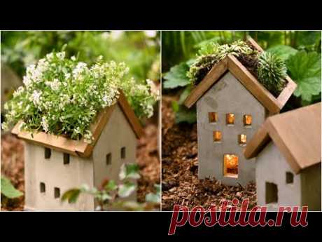 DIY concrete houses for home and garden decor