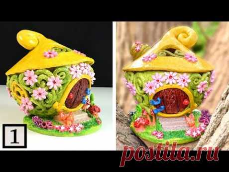 ♡ DIY Fairy Garden House | Clay Coil Pot Fairy House | DIY Air Dry Clay Tutorial ♡