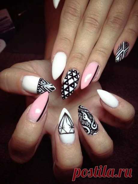 claw nails pink white black | nails and pedicures