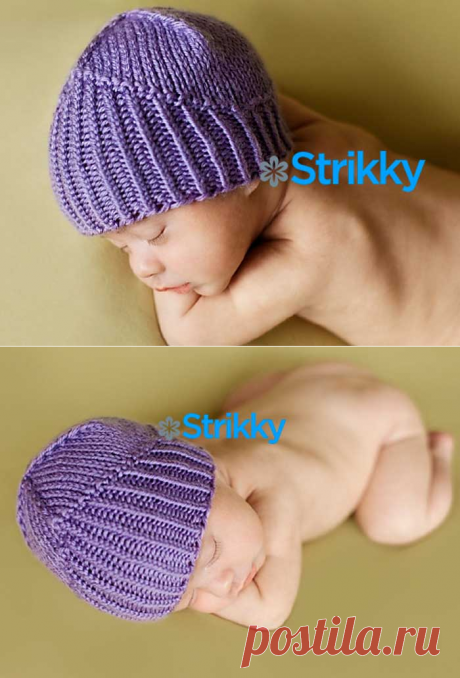 Красивая шапочка для малыша вязаная спицами