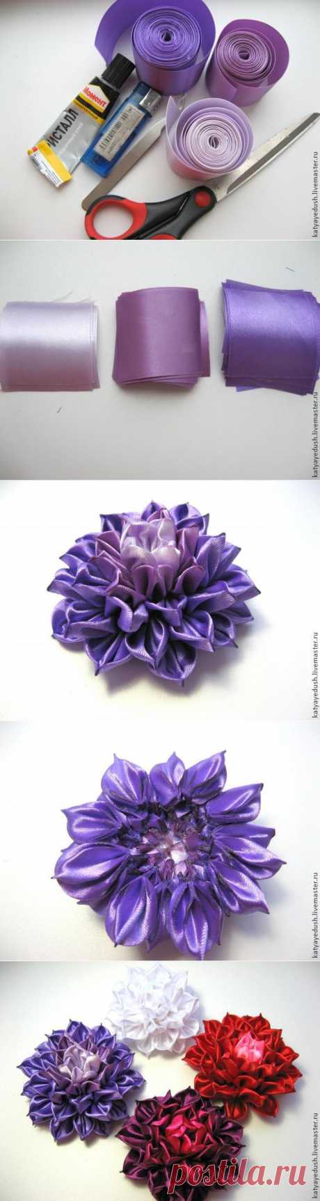 МК цветка из ткани в технике канзаши - Ярмарка Мастеров - ручная работа, handmade