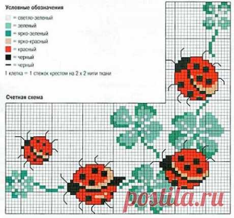 Схемы вышивки божьих коровок | Искусница