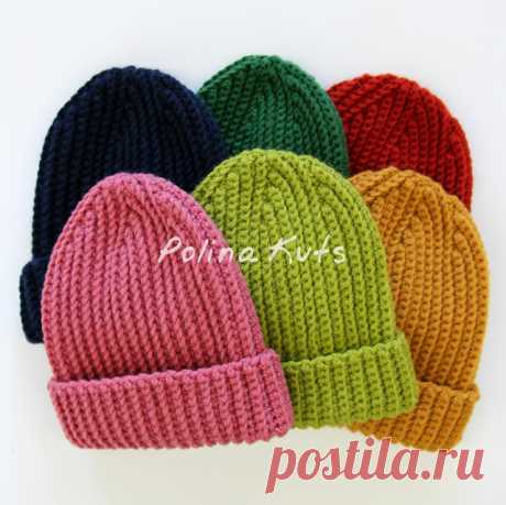 Polina Kuts: Мастер-класс: шапка бини крючком узор &quot;Резинка&quot;. Ribbed beanie hat