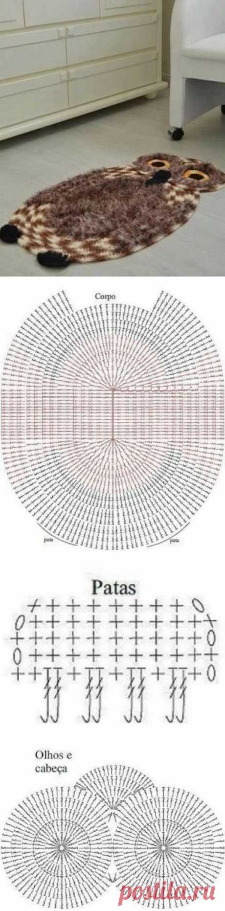 Коврик &quot;Сова&quot; крючком