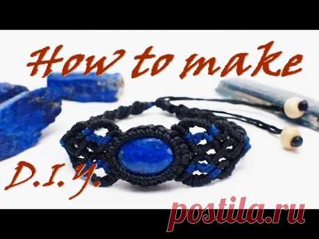 How to make a macrame knot bracelet lapis lazuli stone