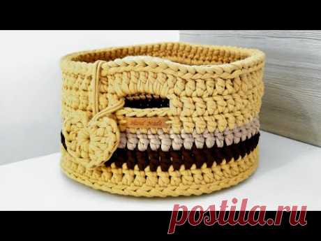 Cesto de Fio de Malha - Cesto de Crochê - Tutorial de Crochê - Crochet Basket - DIY