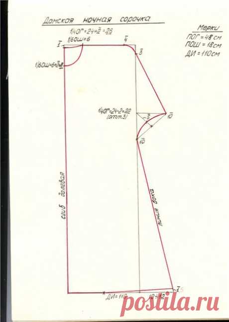 Выкройка ночнушки.