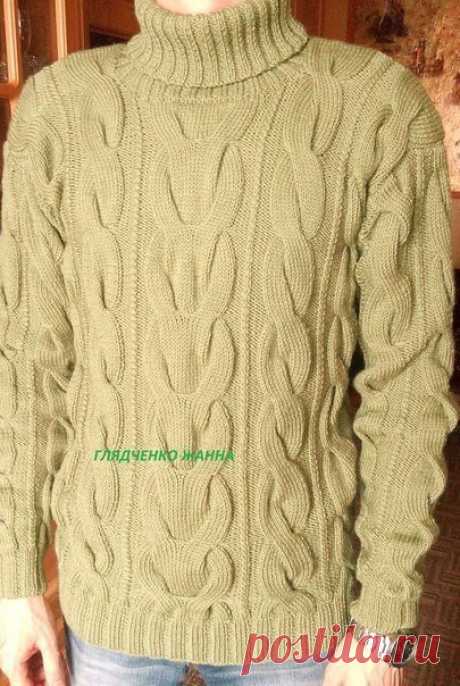 Мужской свитер с косами (Вязание спицами) | Журнал Вдохновение Рукодельницы