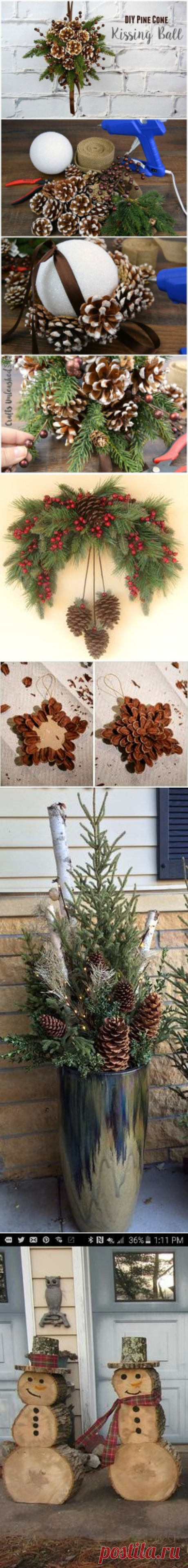 DIY Kissing Ball with Pine Cones - Crafts Unleashed