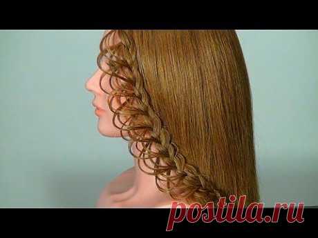 ▶ Плетение ажурной косички на длинные волосы. Braided hairstyle - YouTube