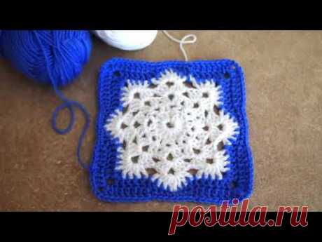 👆️️️Красивый квадратный мотив крючком "Снежинка за окном" Урок 163  crochet square motif
