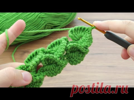 🌿🌿Wow double leaf pattern Tunisian crochet hair band making #crochet #crochethairband