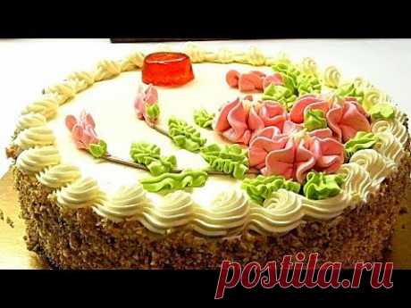 Советский "Бисквитно-кремовый" торт.Рецепт сливочного крема/Sponge Cream Cake