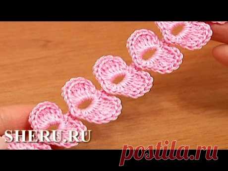 How To Crochet Heart Cord Урок 62 Ленточка из сердечек