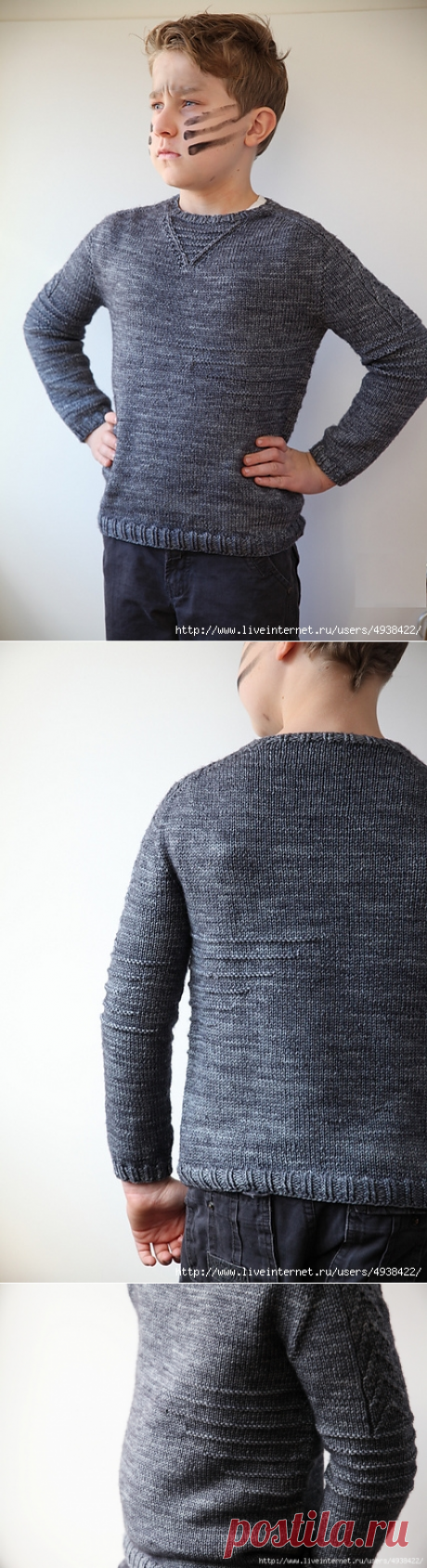 Пуловер текстурным узором для мальчиков от 2 до 14 лет. Trooper by Christelle Nihoul.