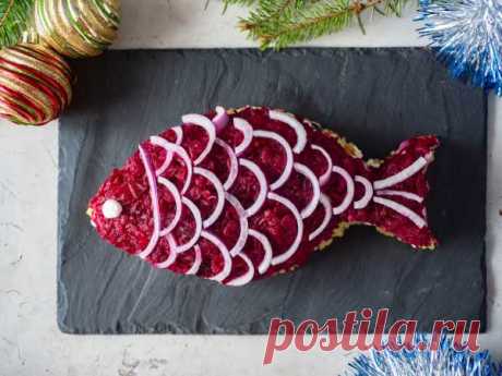 Селедка под шубой в форме рыбы — рецепт с фото пошагово