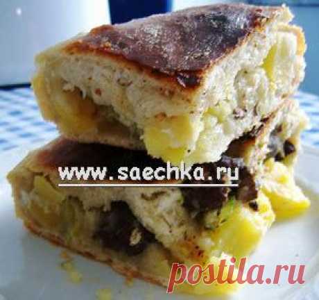 Пирог с картофелем и индюшачьими сердечками | рецепты на Saechka.Ru