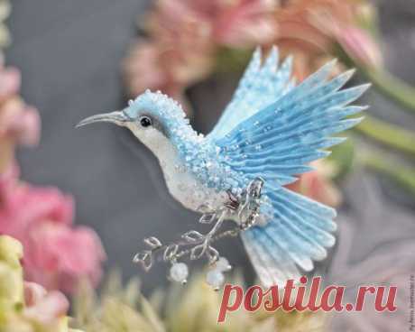 Купить брошь - птица колибри "мирное небо" - колибри, птица, птичка, пташка, миниатюра