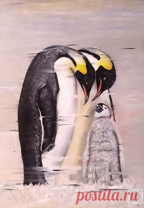 «Семья Королевских пингвинов» картина Литвинова Андрея маслом на холсте — купить на ArtNow.ru